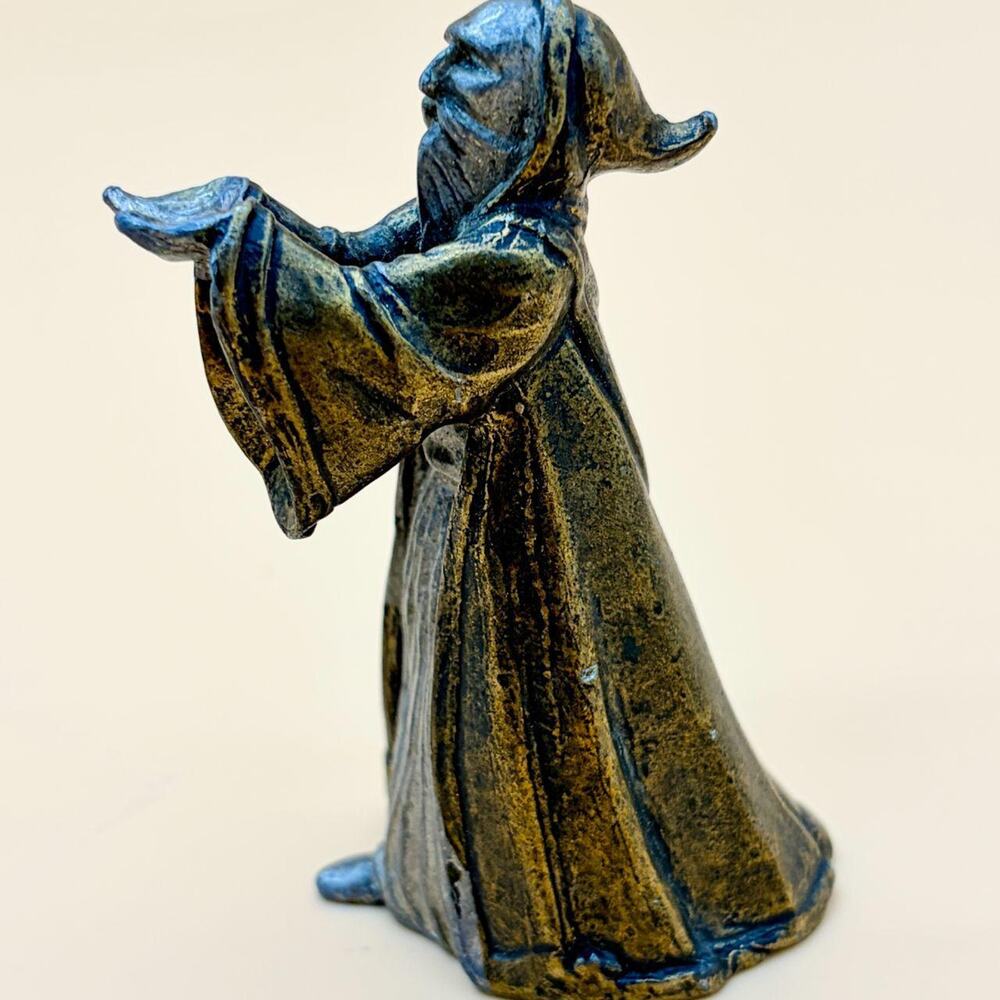 Wizard Figurine Pewter Tone Medieval Sorcerer Mage Fantasy D&D RPG 3" Miniature